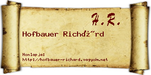 Hofbauer Richárd névjegykártya